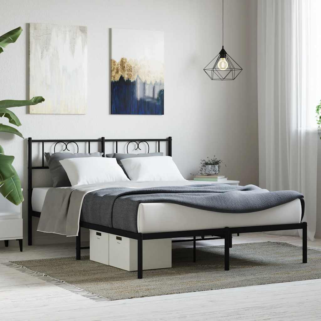 Bettgestell mit Kopfteil Metall Schwarz 100x190 cm