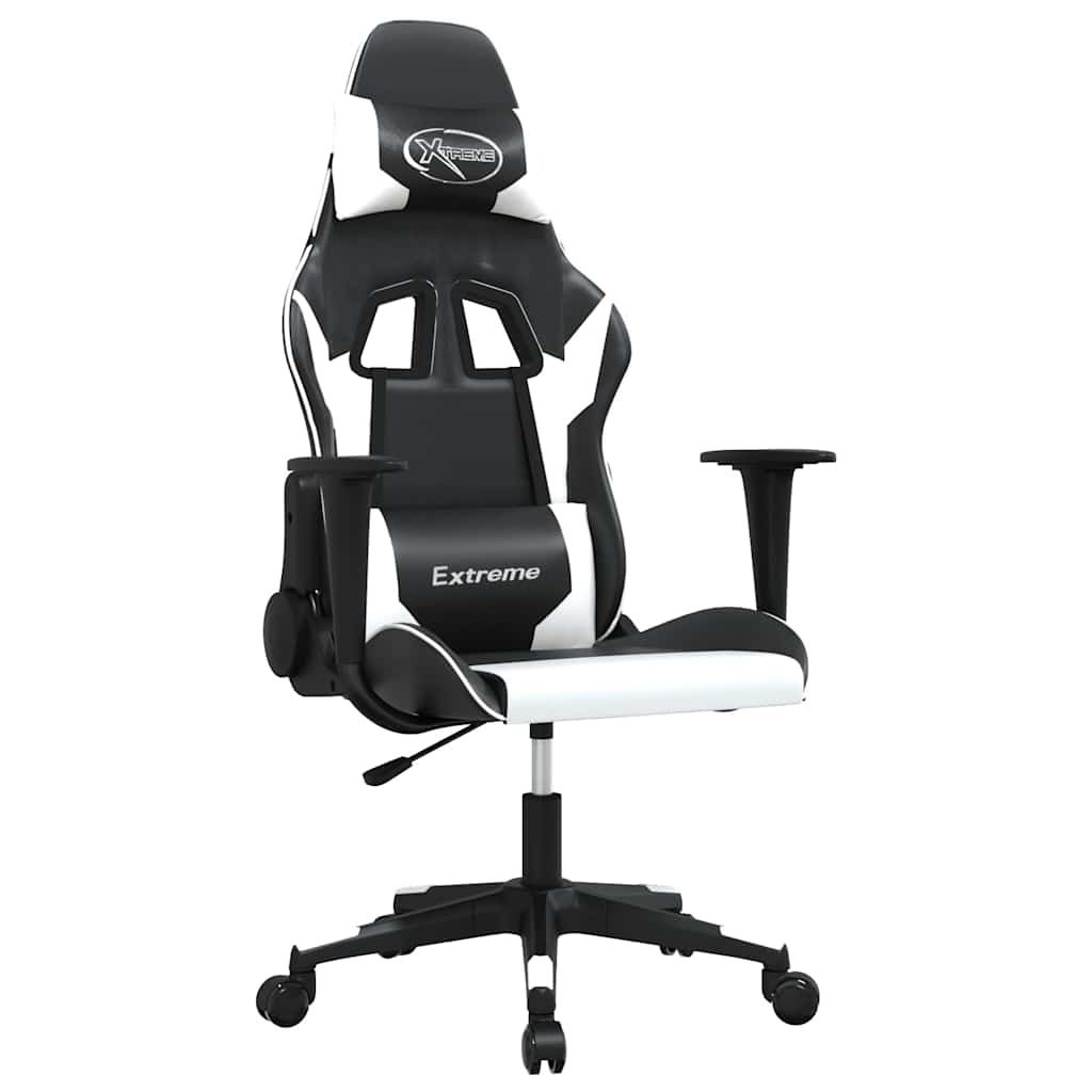 Gaming-Stuhl mit Massagefunktion Schwarz und Blau Kunstleder