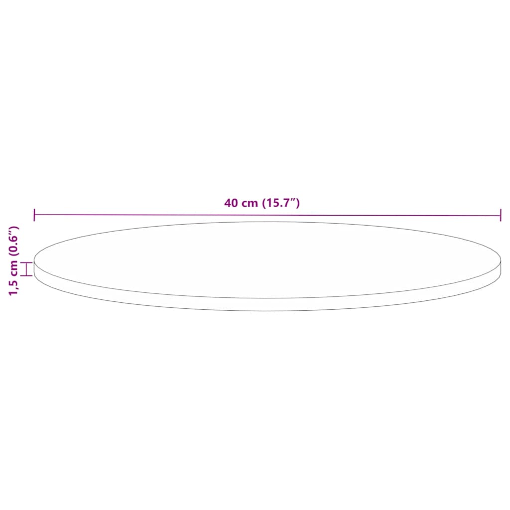 Tischplatte Ø 40x2,5 cm Rund Raues Massives Mangoholz