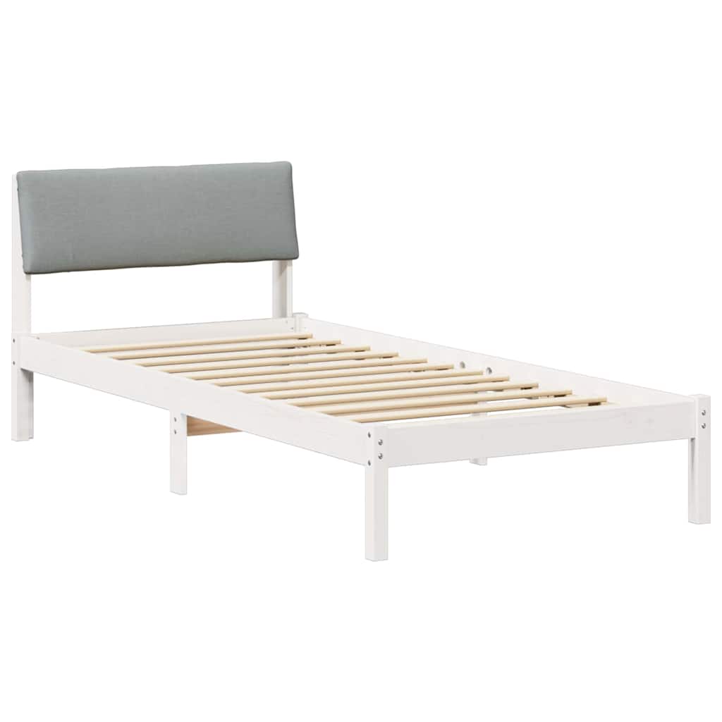 Bettgestell Braun und hellgrau 200 x 200 cm Massivholz Kiefer