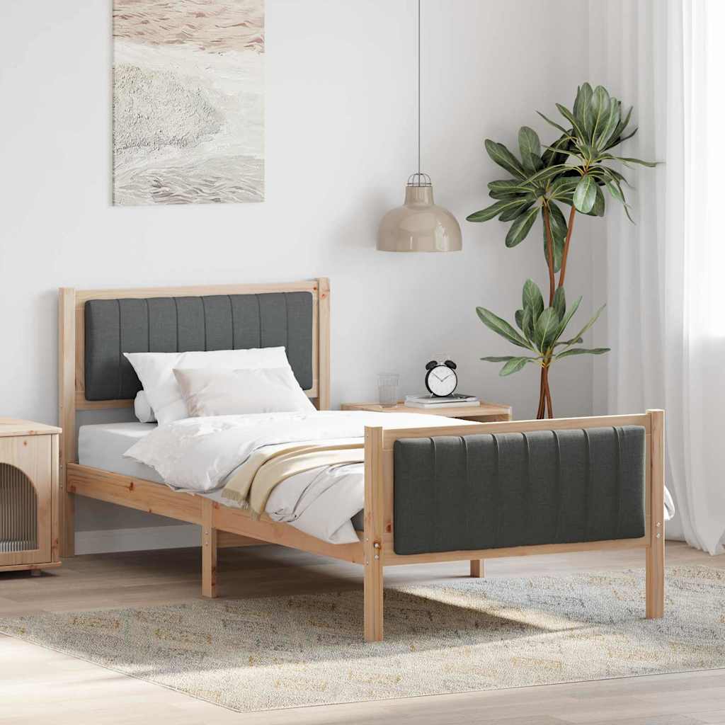 Bettgestell Braun und hellgrau 200 x 200 cm Massivholz Kiefer