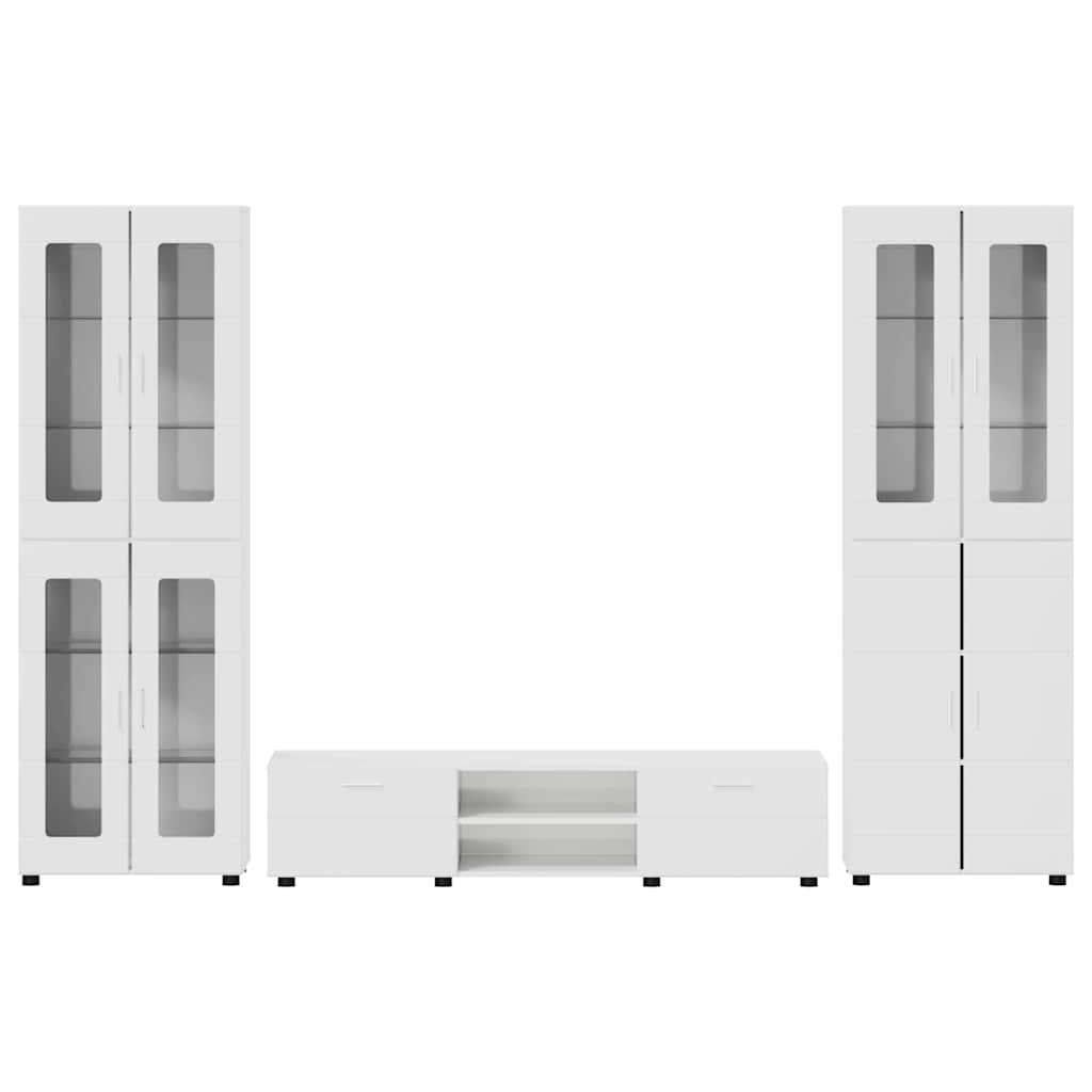 Highboard mit Regal FLORIN Weiß 60 x 35 x 182 cm Holzwerkstoff
