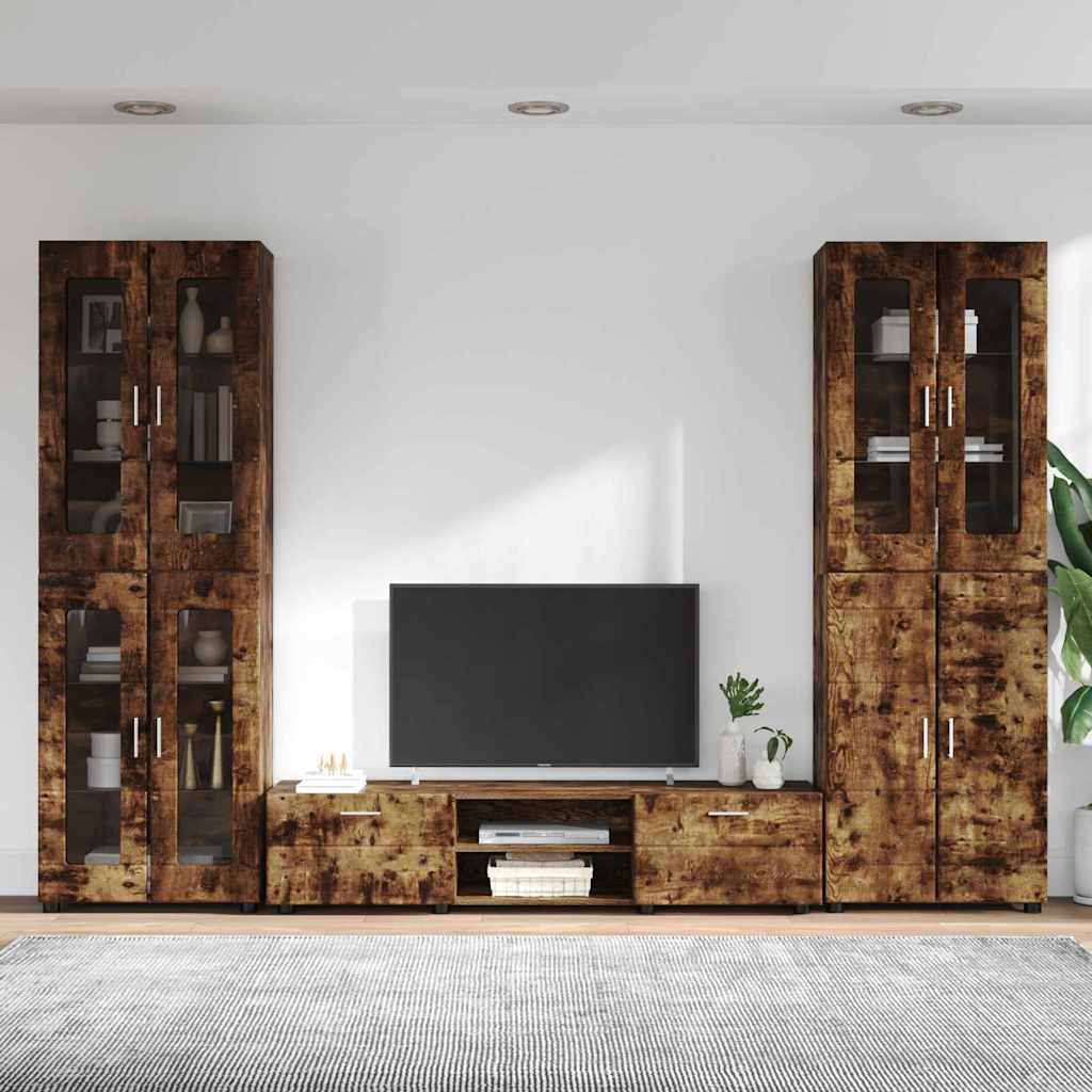 Highboard mit Regal FLORIN Weiß 60 x 35 x 182 cm Holzwerkstoff