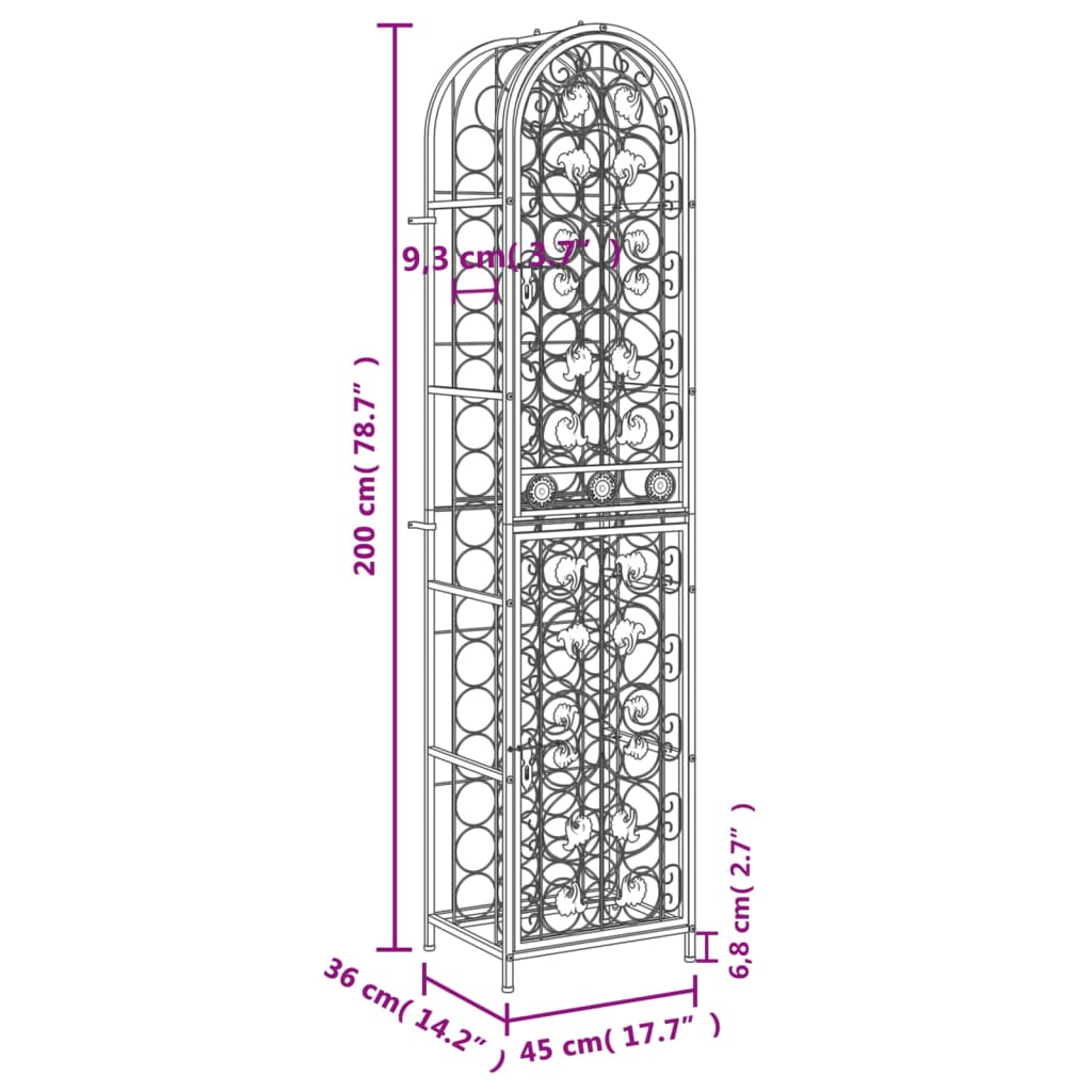 Flaschenregal für 45 Flaschen Metall