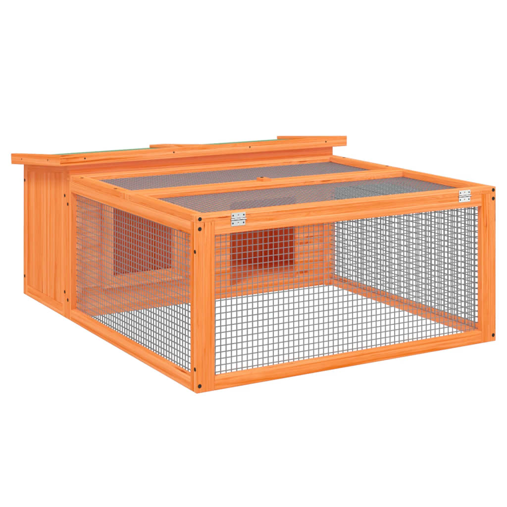 Kaninchenstall Mokka 117,5x97x47,5 cm Massivholz Kiefer