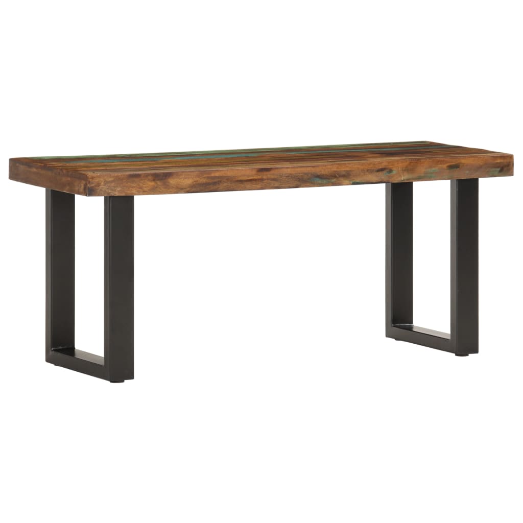 Sitzbank mit Naturkanten 110 cm Akazie Massivholz und Stahl