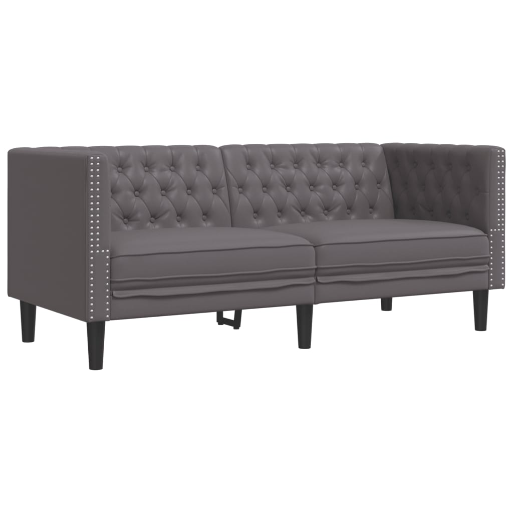 3-tlg. Chesterfield-Sofa-Set Schwarz Kunstleder