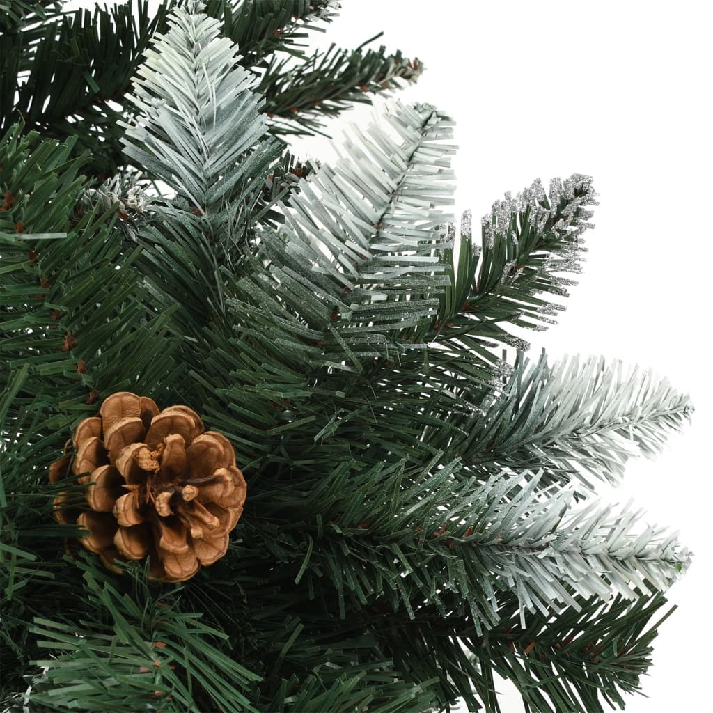 Künstlicher Weihnachtsbaum mit Beleuchtung & Zapfen Grün 210 cm