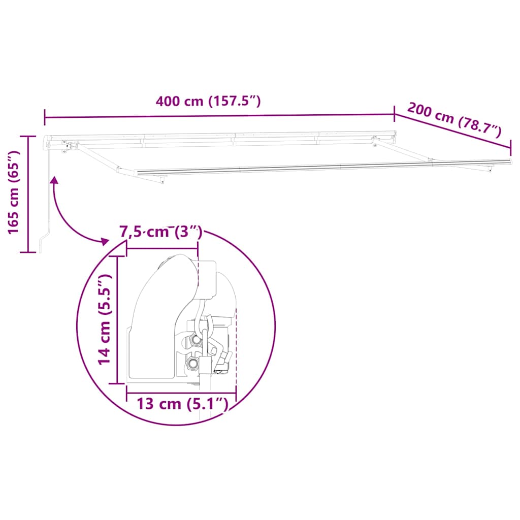 Markisenrahmen Weiß 2,5 x 2 m Metall