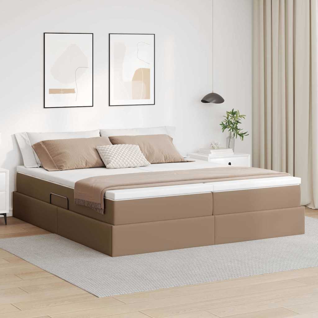 Aufbewahrungsbett mit Matratze Schwarz 180 x 200 cm Kunstleder