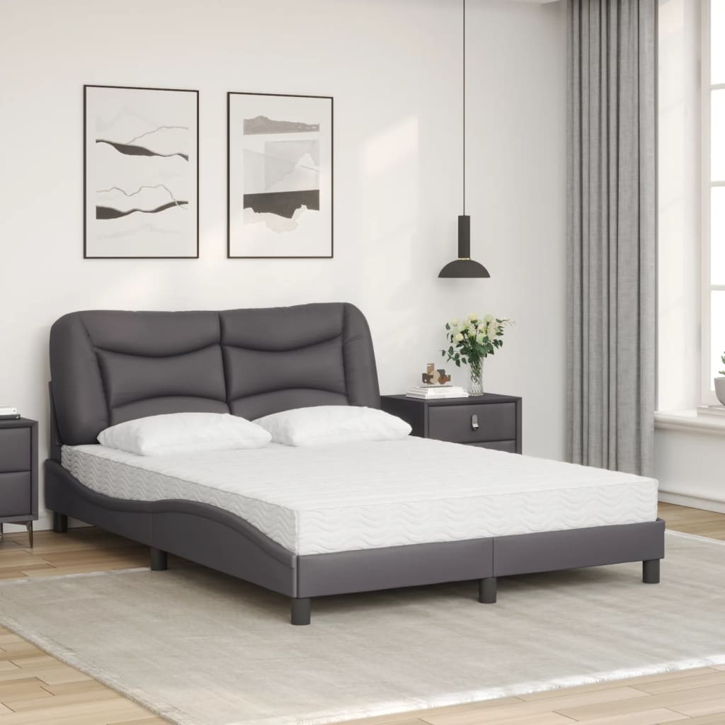 Bett mit Matratze "Hvar" Schwarz 80x200 cm Kunstleder