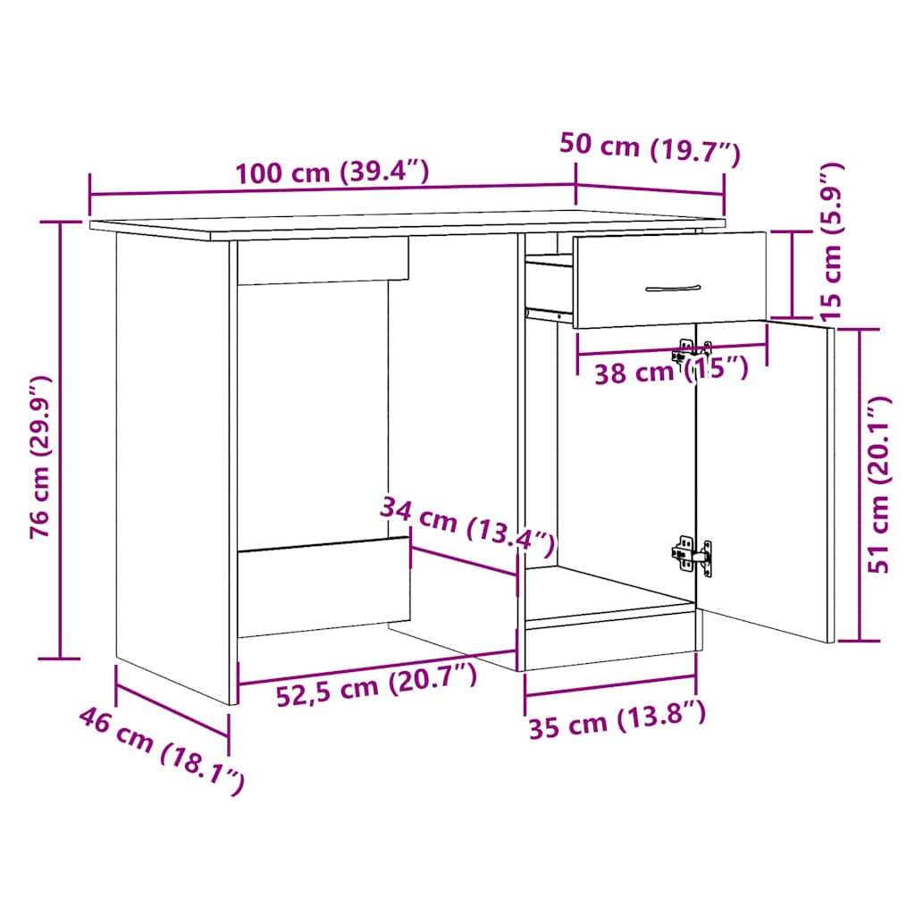 Schreibtisch Weiß 100×50×76 cm Holzwerkstoff