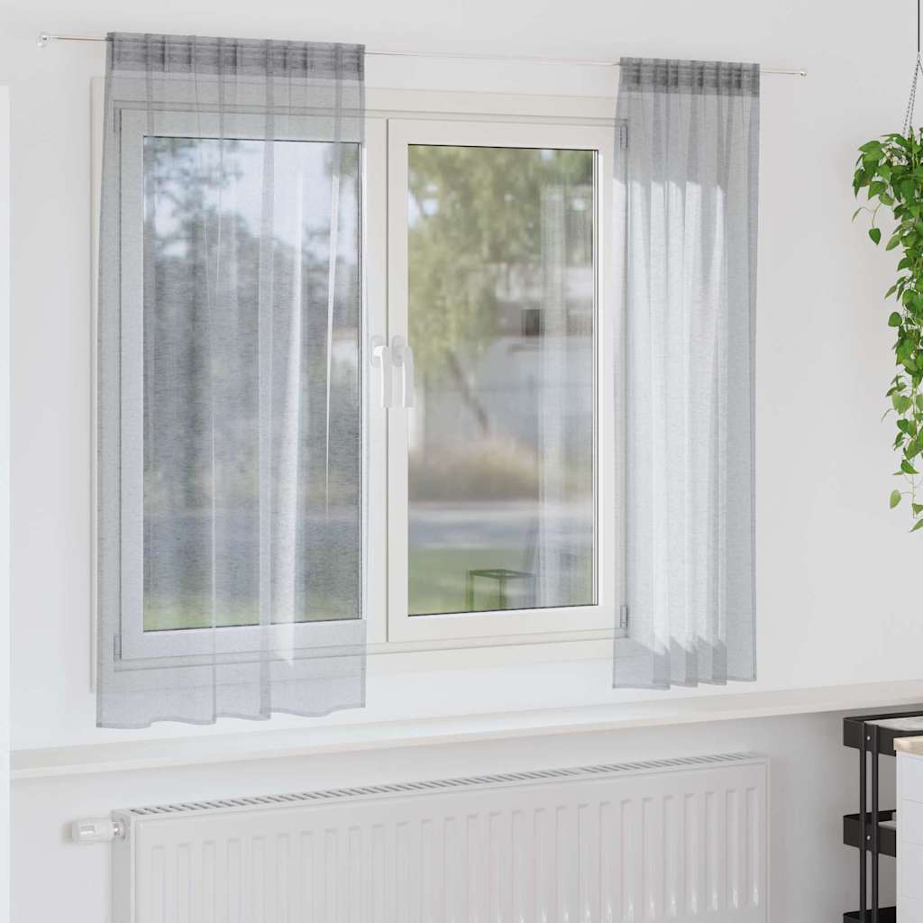 Voile-Vorhang mit Vorhängen 2 pcs Weiß 140 x 140 cm Polyester
