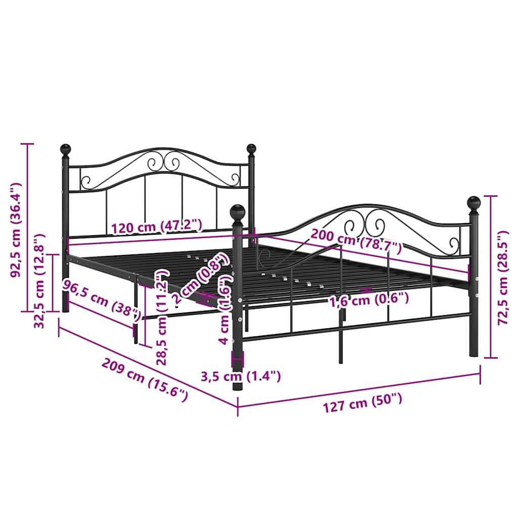 Bett Weiß Metall 120x200 cm