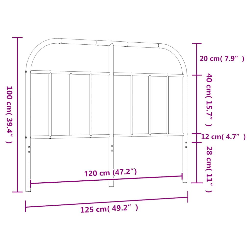 Ersatz-Kopfteil Metall Schwarz 75 cm