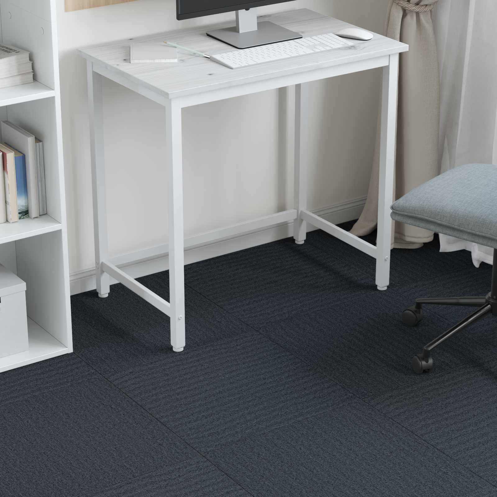 Teppichfliese Hellgrau mit Streifen 50 x 50 cm 4 pcs