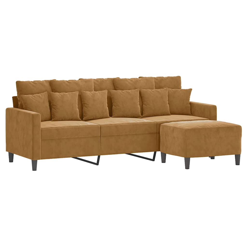 3-Sitzer-Sofa mit Hocker Rosa 180 cm Samt