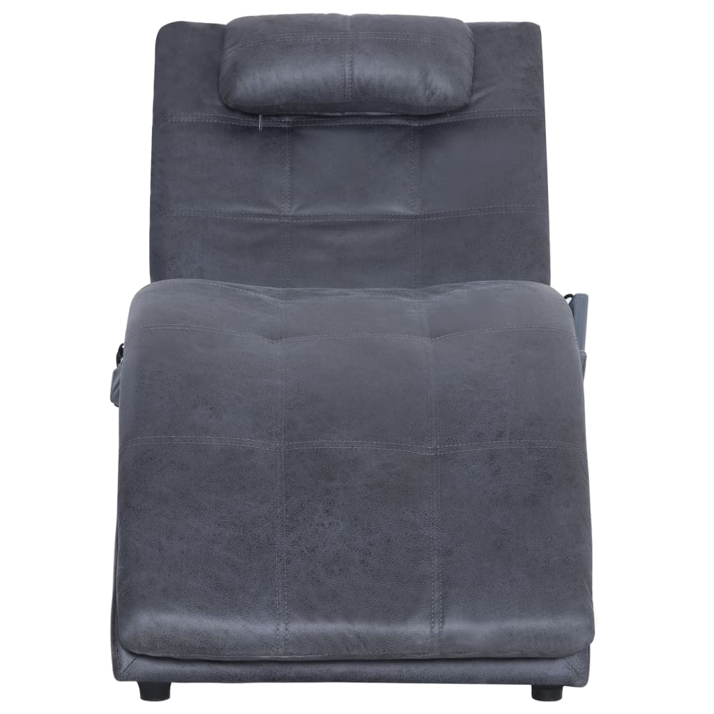 Massage Chaiselongue mit Kissen Braun Wildleder-Optik