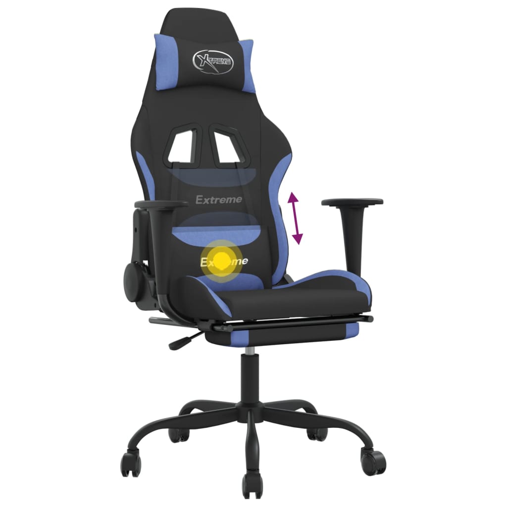 Gaming-Stuhl mit Massagefunktion Schwarz und Creme Stoff