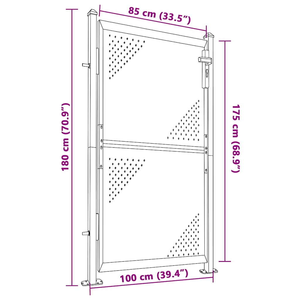 Gartentor 100 x 95 cm Edelstahl