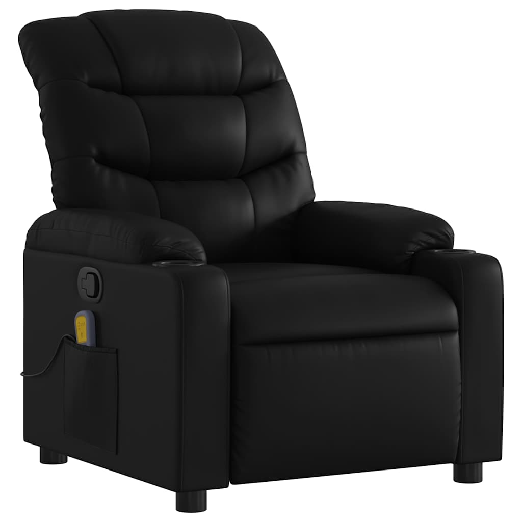 Massage-Relaxsessel, Kunstleder, Schwarz