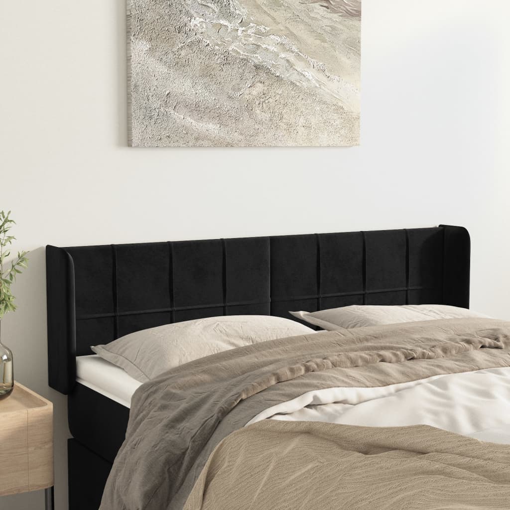 Kopfteil mit Ohren Dunkelblau 93x16x78/88 cm Samt