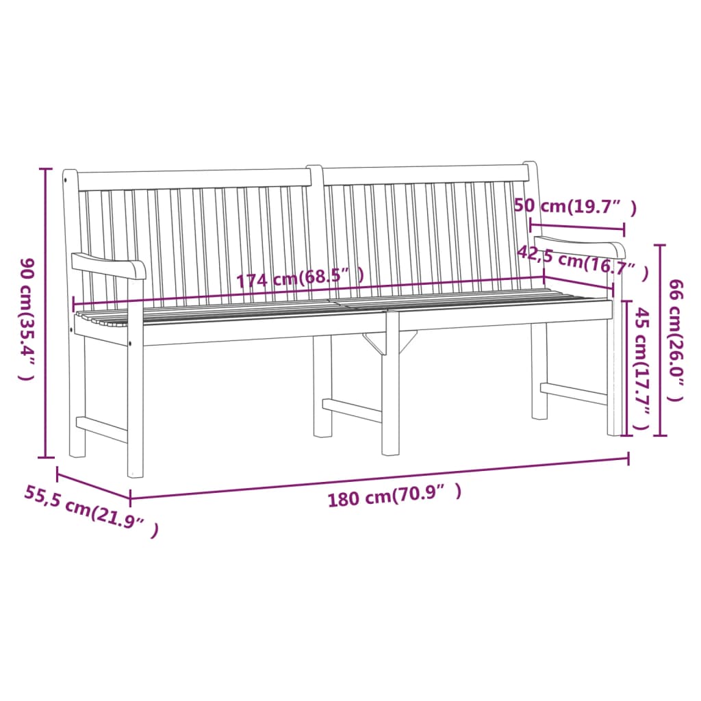 Bank Outdoor Natur 110 x 56 x 90 cm Massivholz Akazie
