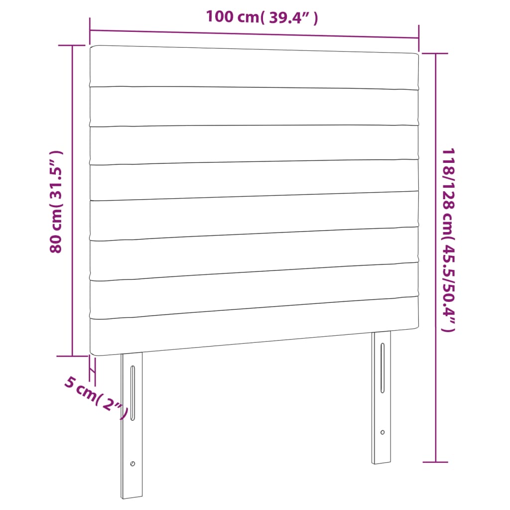 Kopfteil Hellgrau 80x5x118/128 cm Samt