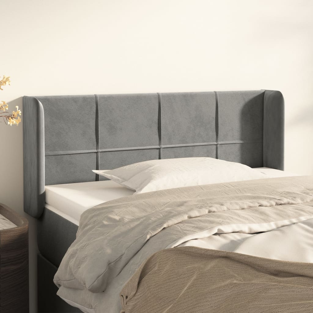 Kopfteil mit Ohren Dunkelblau 93x16x78/88 cm Samt