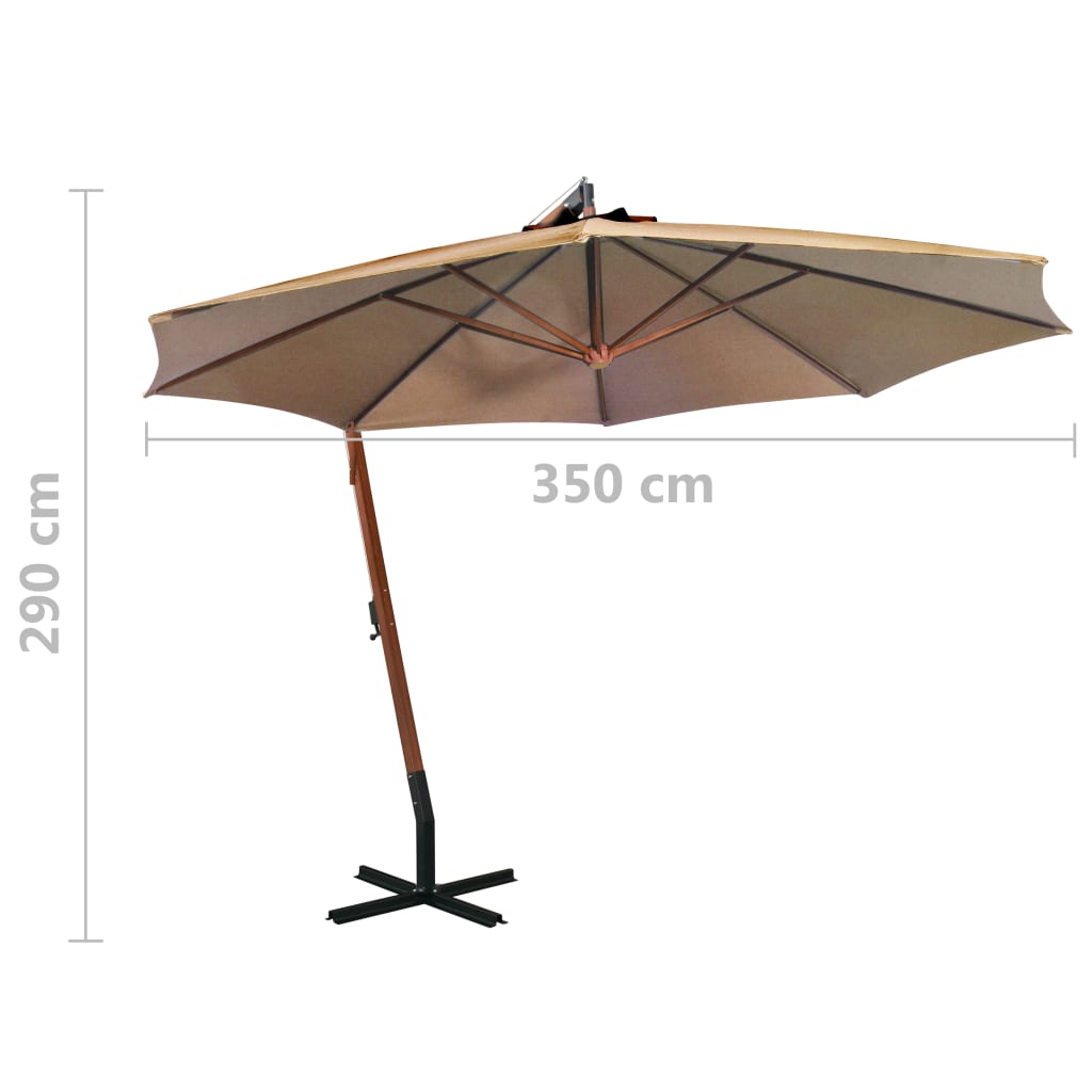 Ampelschirm mit Mast Anthrazit 3,5x2,9 m Massivholz Tanne