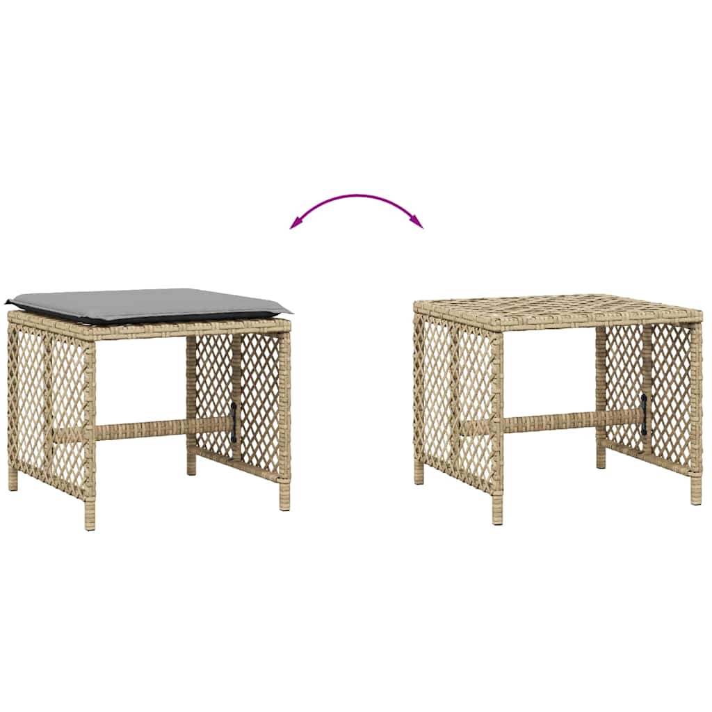 Gartenhocker mit Kissen 4 Stk. Schwarz 41x41x36 cm Poly Rattan