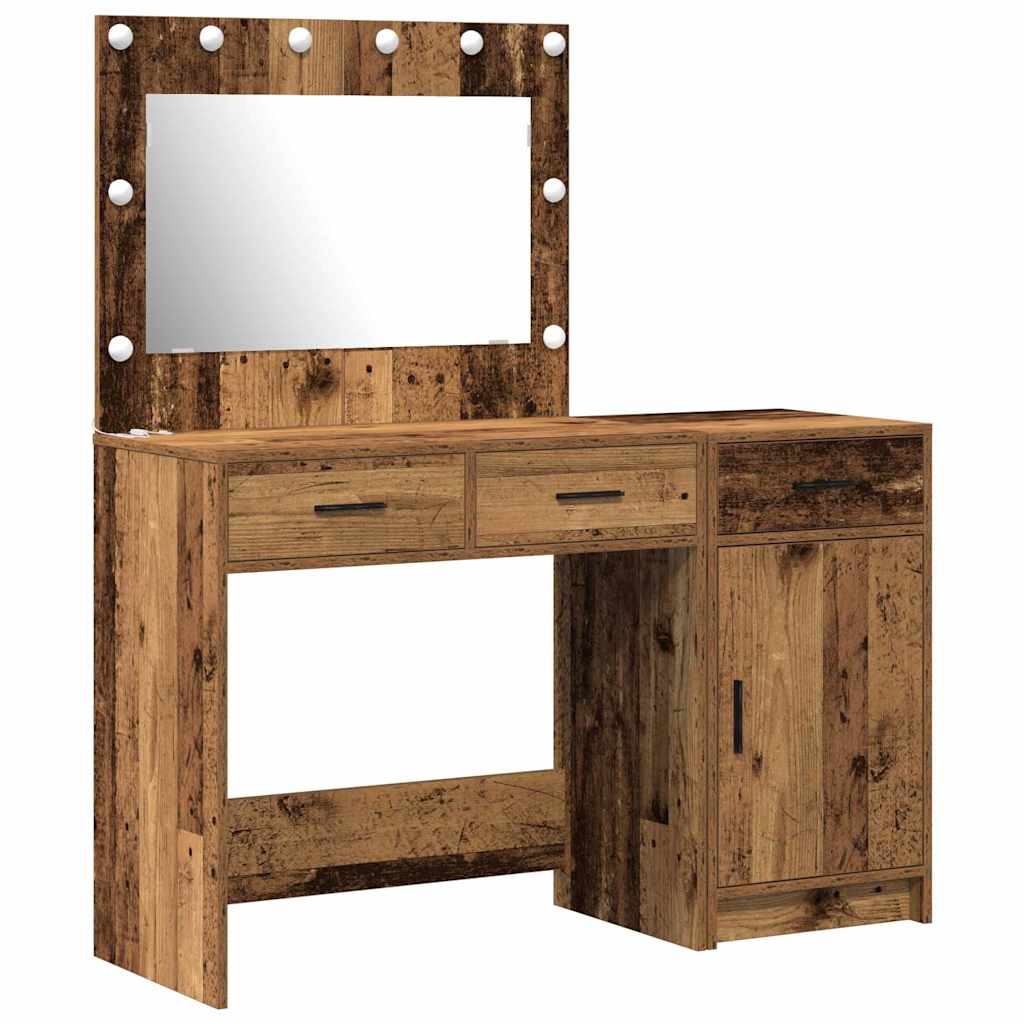 Schminktisch mit Spiegelbeleuchtung 2 pcs Weiß Holzwerkstoff