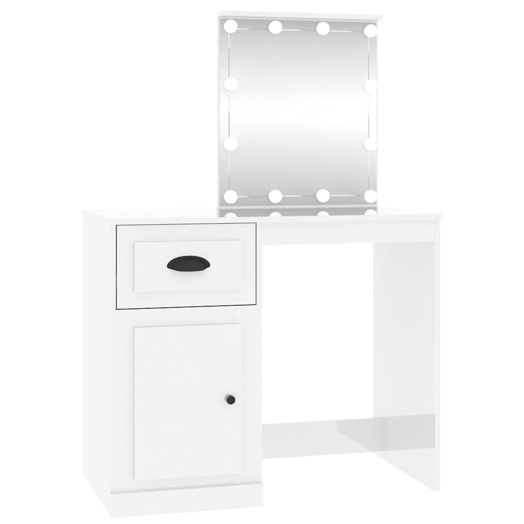Schminktisch mit Spiegel Weiß 90x50x132,5 cm Holzwerkstoff