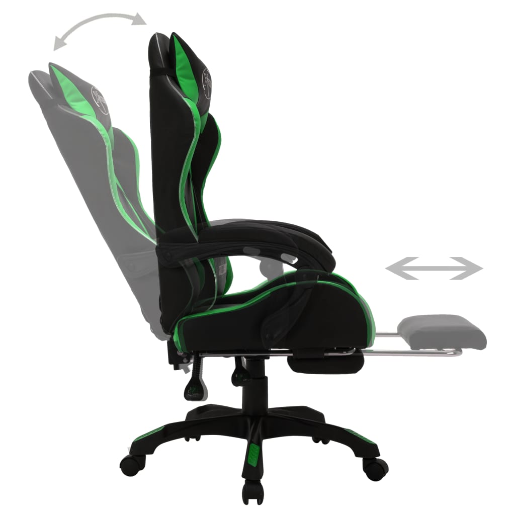 Gaming-Stuhl mit RGB LED-Leuchten Blau und Schwarz Kunstleder