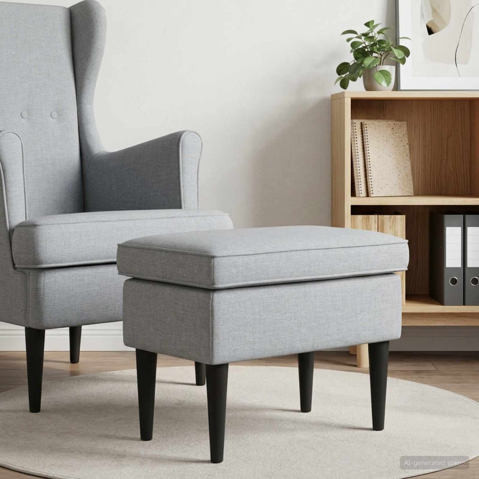 Hocker Hellgrau 55 x 35 x 41 cm Stoff