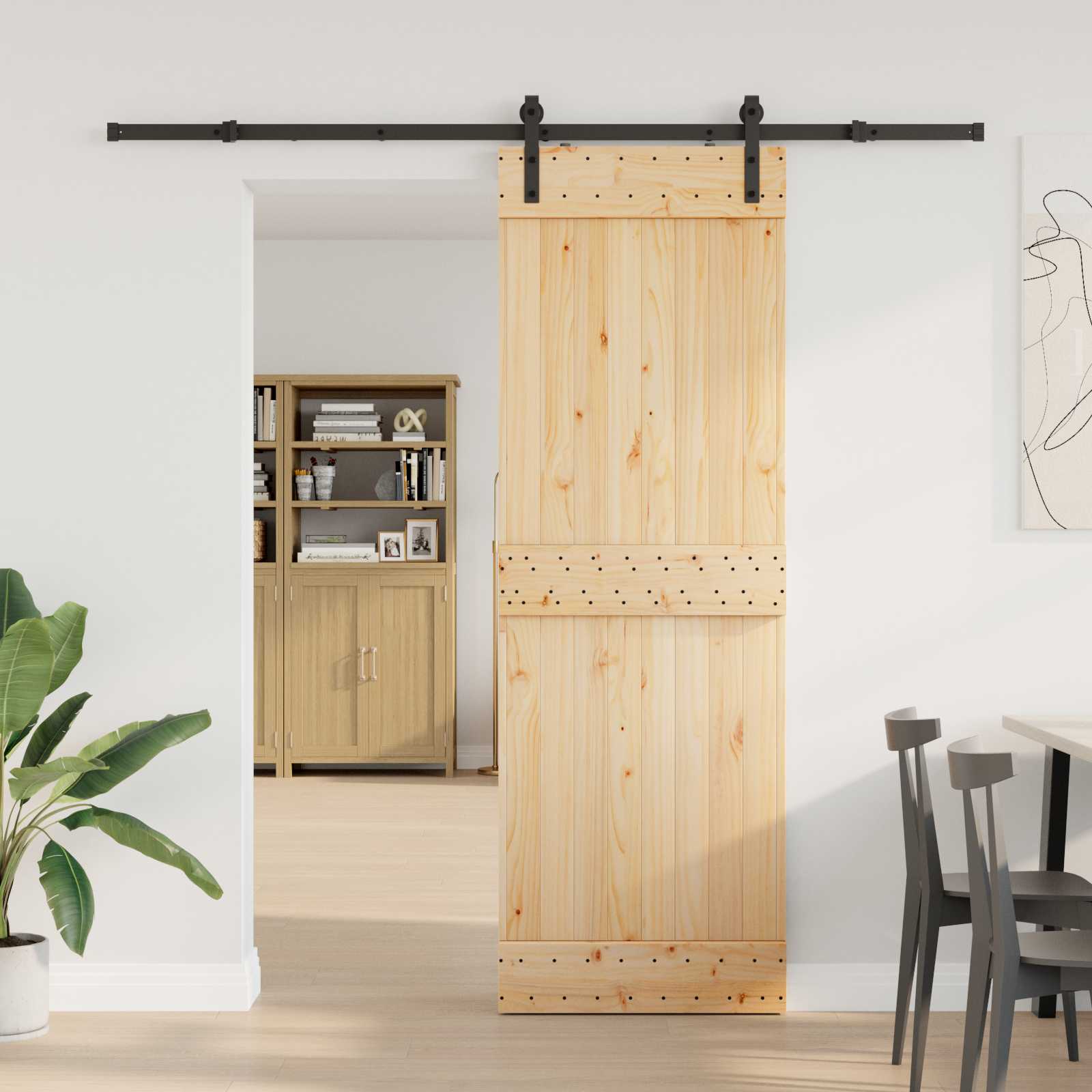 Schiebetür NARVIK Natürlich und Schwarz 70 x 210 cm (152,5 cm)
