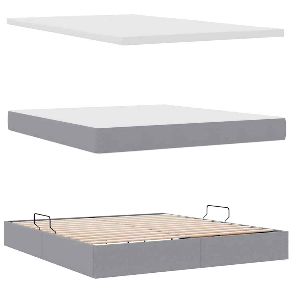 Aufbewahrungsbett mit Matratze Hellgrau 90 x 190 cm Polyester