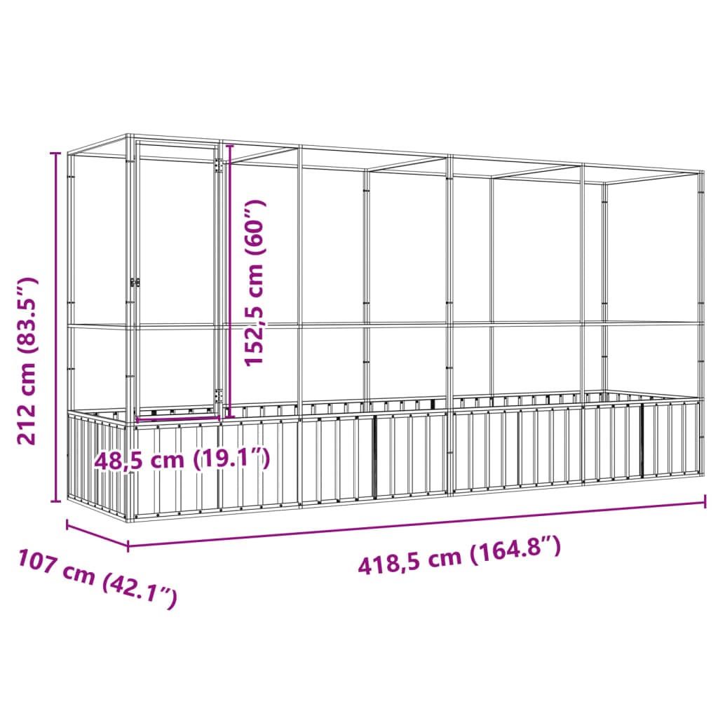 Voliere Silbern 210,5x107x212 cm Stahl