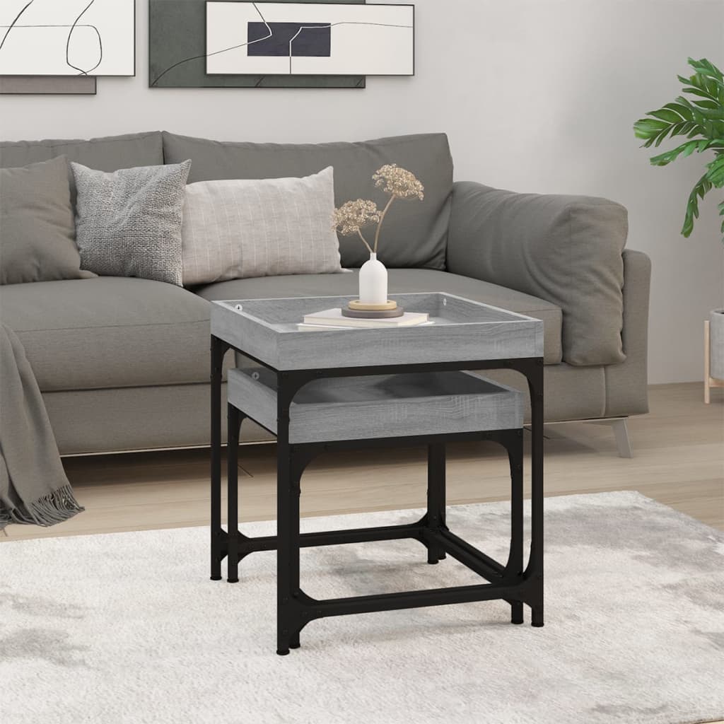Beistelltische 2 Stk. Schwarz Holzwerkstoff