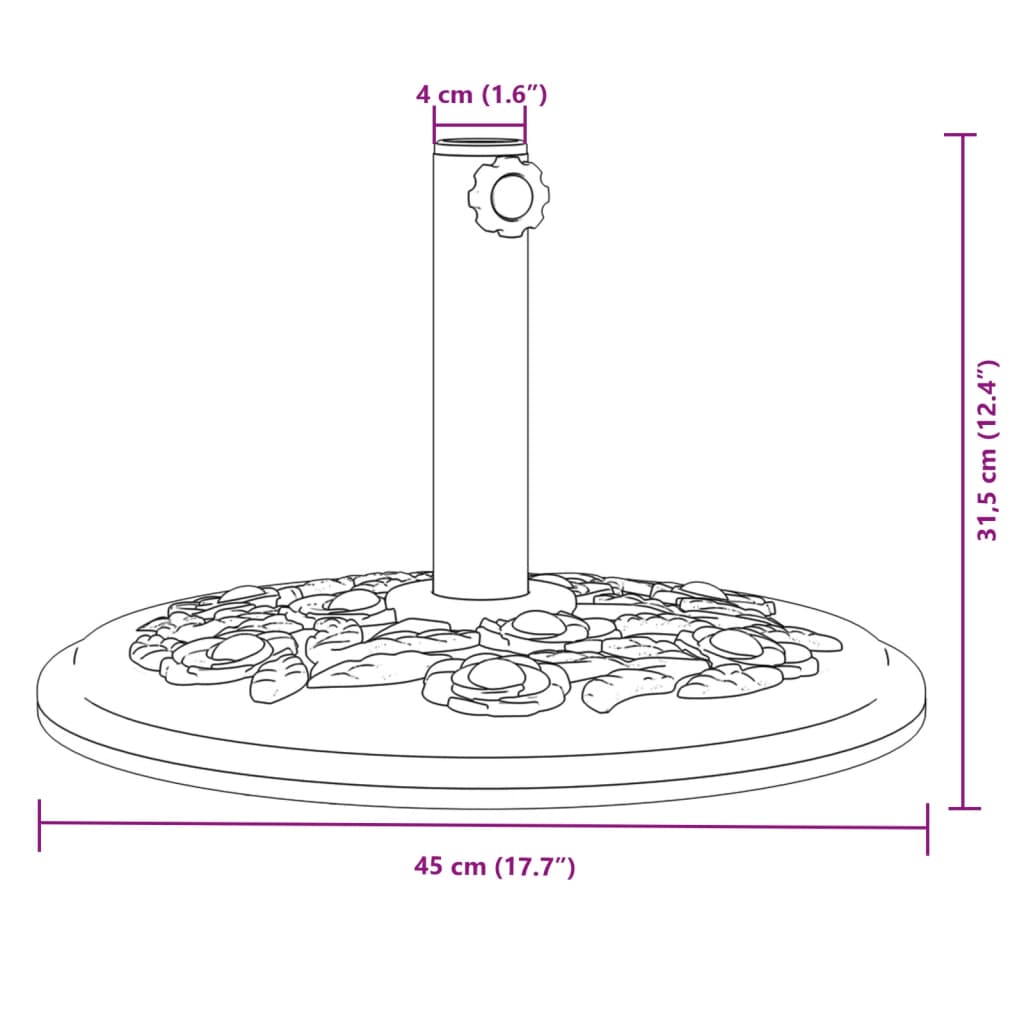 Sonnenschirmständer für Ø38/48 mm Mast 9 kg Halbrund