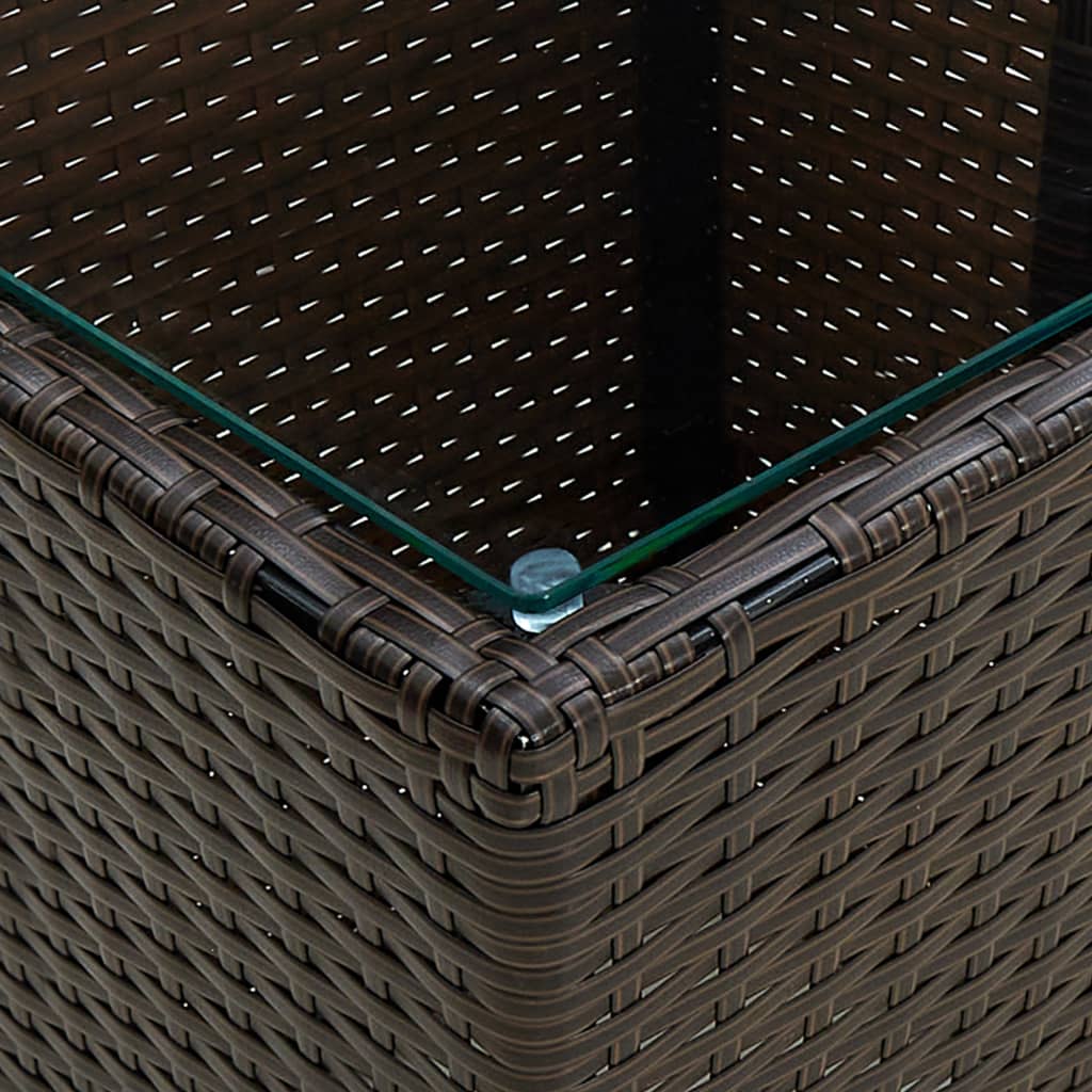 Beistelltisch Beige 41,5x41,5x44 cm Poly Rattan und Hartglas
