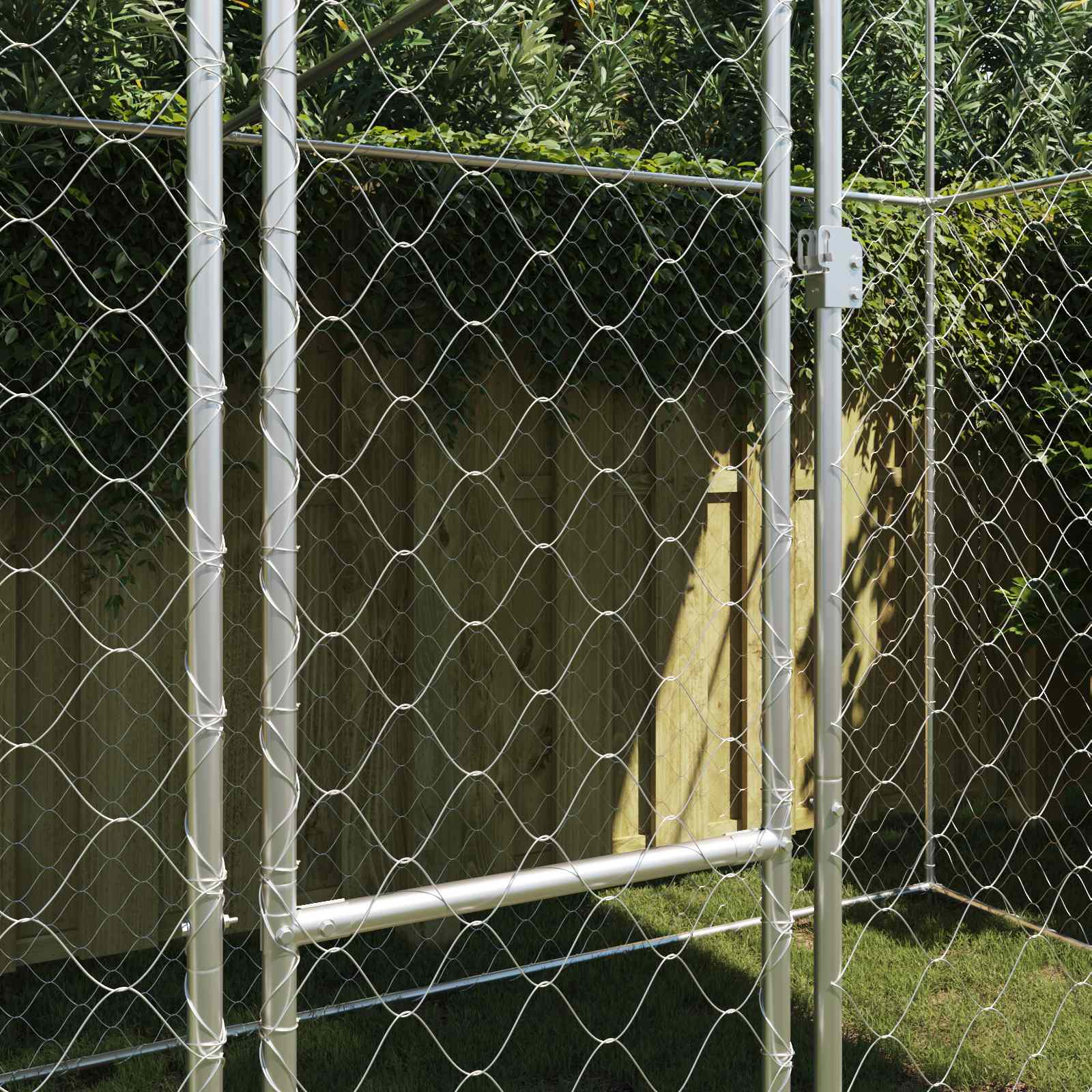 Hundezwinger mit Dach und Tür Grau 2x2x2 m Verzinkter Stahl