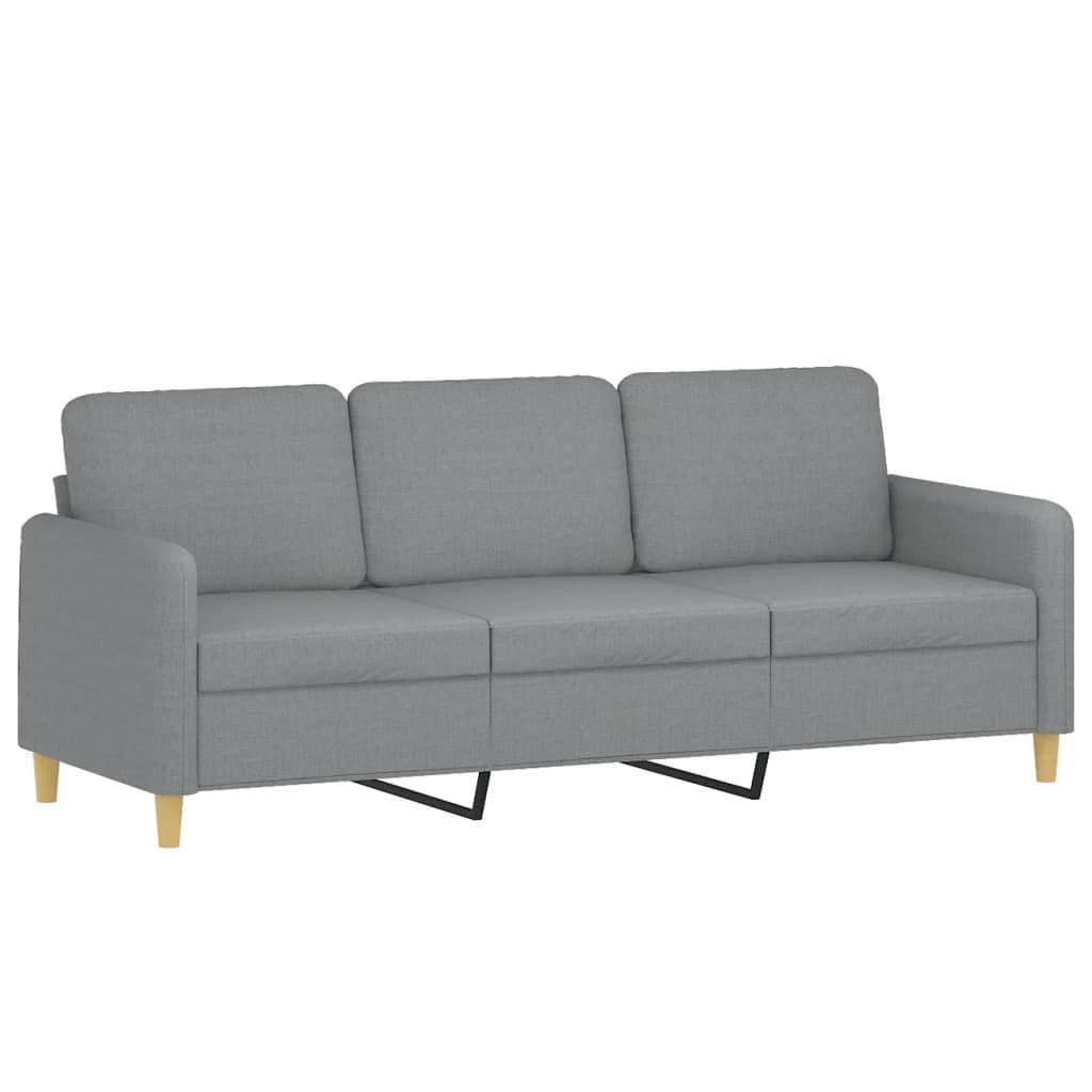 3-tlg. Sofagarnitur mit Kissen Braun Stoff