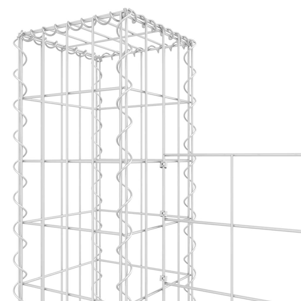 Gabionenkorb U-Form mit 2 Säulen Eisen 140x20x150 cm
