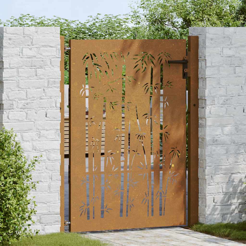 Gartentor 100x75 cm Cortenstahl Bambus-Design