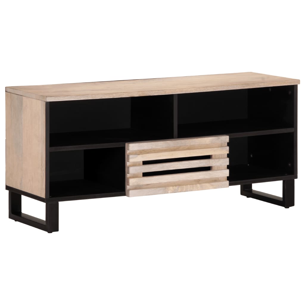 TV-Schrank 100x34x46 cm Raues Massives Mangoholz