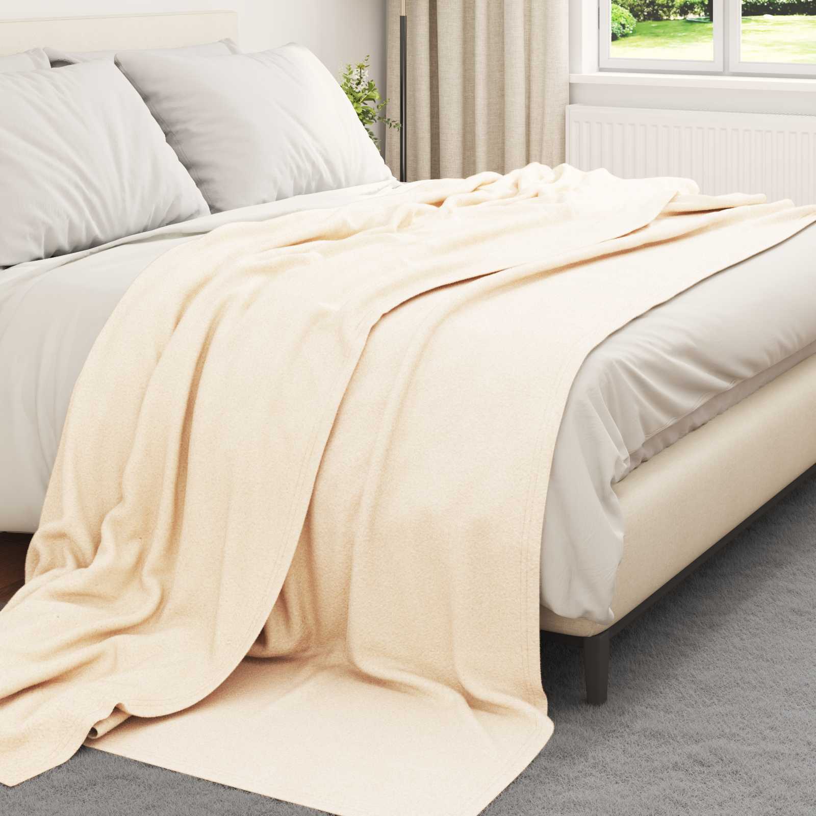 Überwurfdecke Beige 170 x 130 cm Fleece