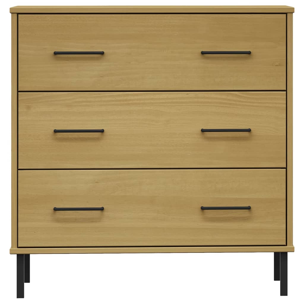 Sideboard OSLO mit 3 Schubladen Grau 77x40x79,5 cm Massivholz
