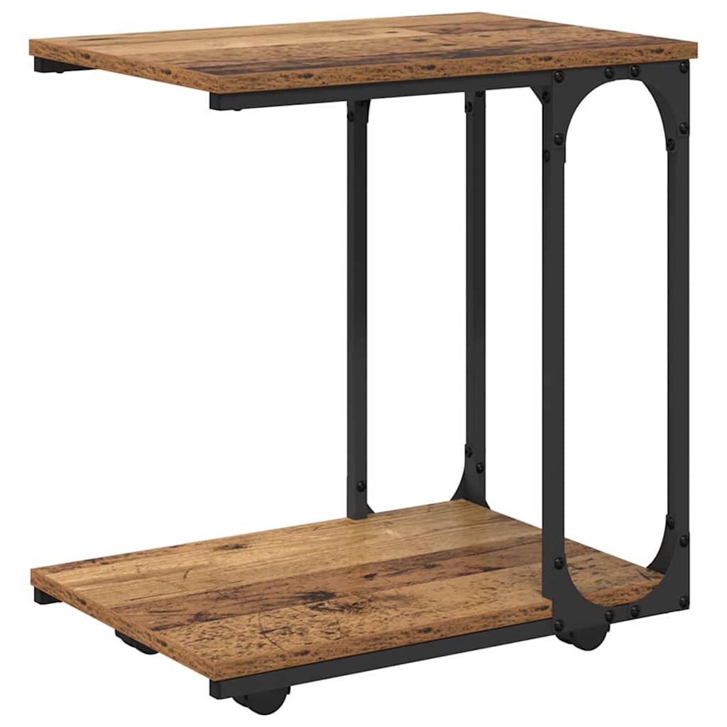 Beistelltisch mit Rollen Schwarz 50x35x55,5 cm Holzwerkstoff