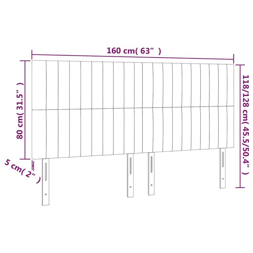 Kopfteil Hellgrau 80x5x118/128 cm Samt